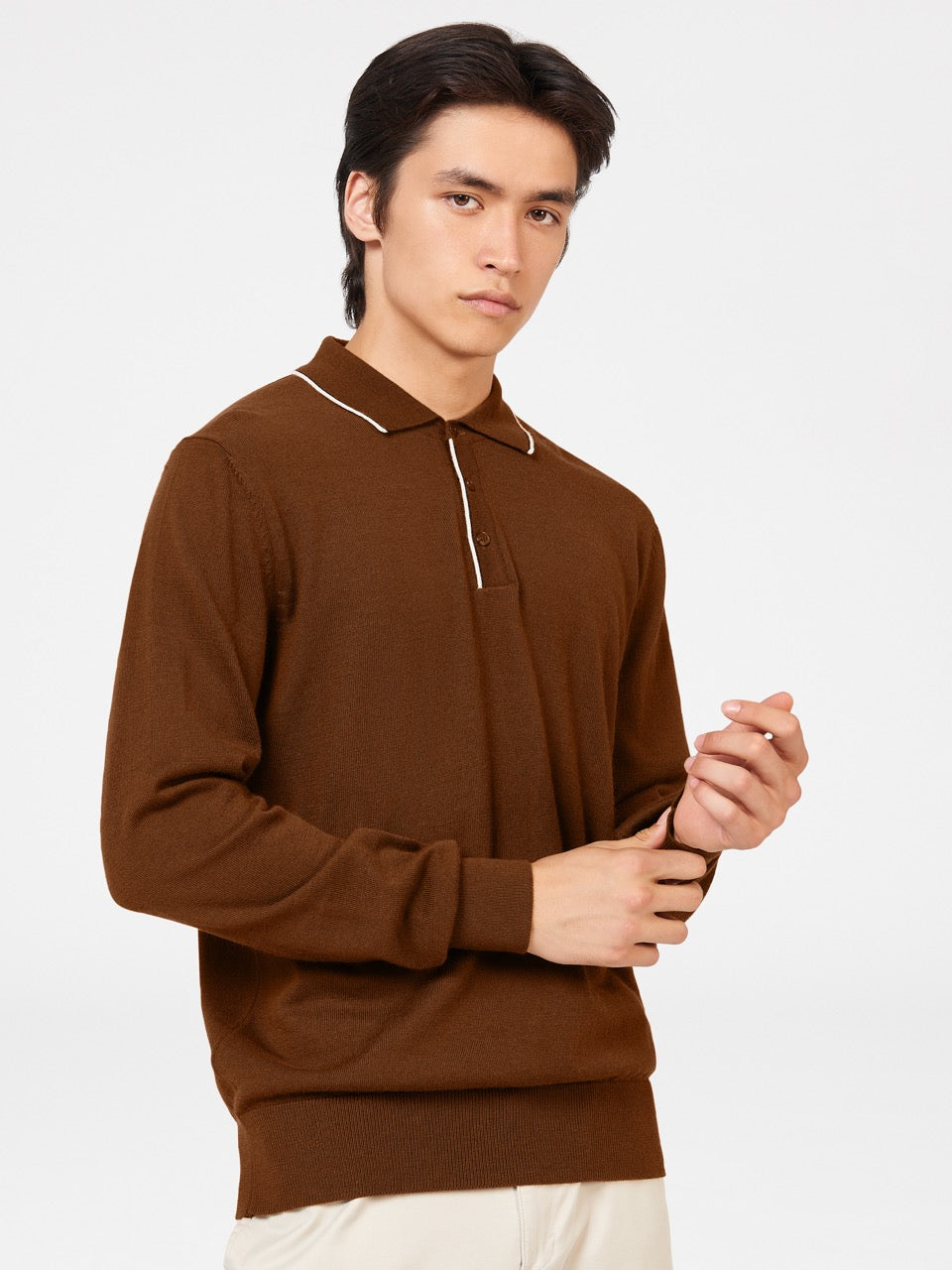 Pull à Col Polo Ben Sherman Tipped Merino Marron | UJD-34628214